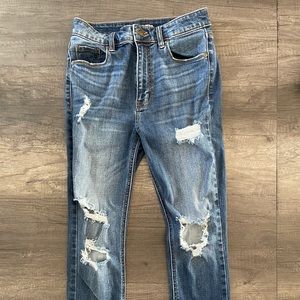 High waisted cut out women’s jeans